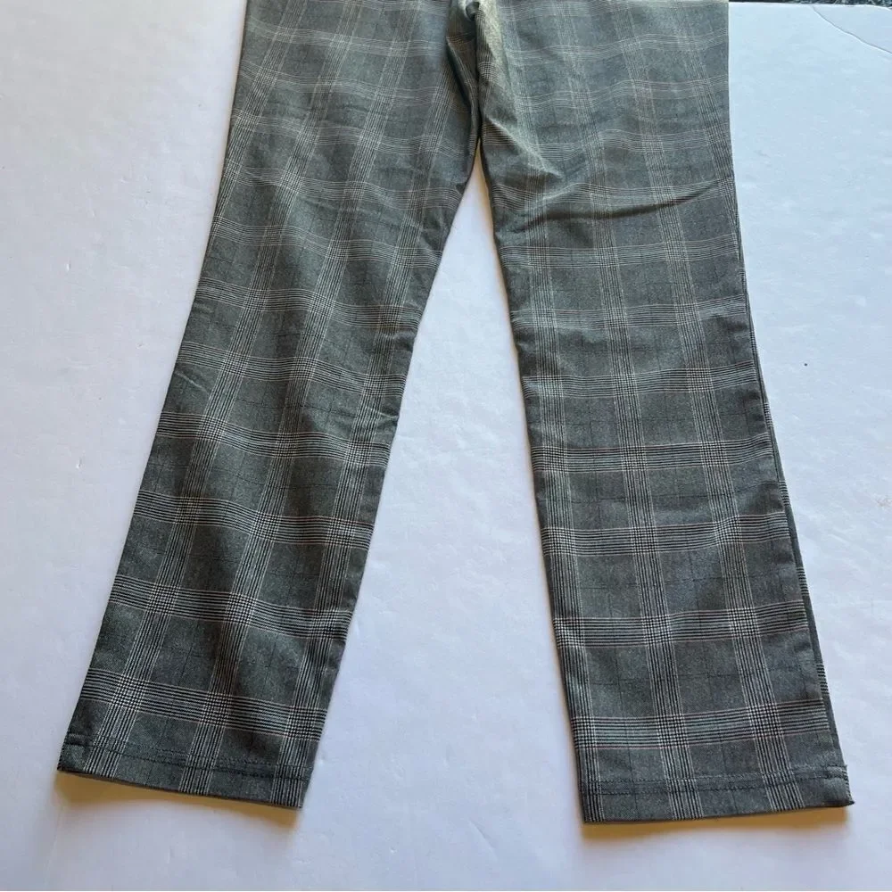 Tommy Hilfiger Women's Plaid Pants Gray with Red Stripe Slip On Size 10